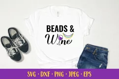 Beads and wine SVG. Funny Mardi Gras Quote. Shirt design Product Image 2