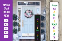 Hello Mardi Gras Porch Sign SVG. Vertical Front Sign Product Image 1