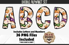 Mardi Gras Doodle Alphabet &amp; Numbers | PNG Files Product Image 2