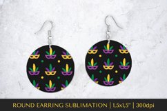 Mardi Gras earring sublimation. Carnival round earrings 008 Product Image 1