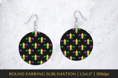 Mardi Gras earring sublimation. Carnival round earrings 009 Product Image 1
