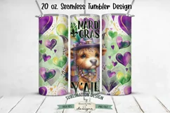 Mardi Gras Highland Cow 20 oz Seamless Tumbler Wrap Design Product Image 1
