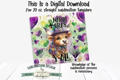 Mardi Gras Highland Cow 20 oz Seamless Tumbler Wrap Design Product Image 2