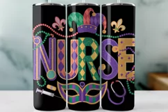 Mardi Gras Nurse Tumbler Wrap PNG Sublimation Product Image 1