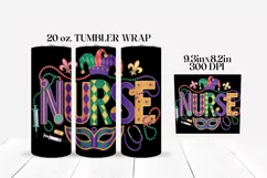 Mardi Gras Nurse Tumbler Wrap PNG Sublimation Product Image 2
