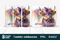 Cute cow tumbler sublimation | Mardi Gras tumbler wrap Product Image 1