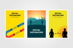 set of social distancing viruses prevention minimalist Product Image 1