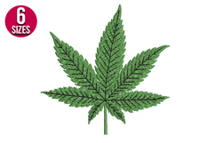 Marijuana Leaf Machine Embroidery Design - 6 Sizes Product Image 1