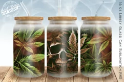 skull and weed glass can, marijuana libbey glass can PNG Product Image 1