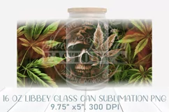 skull and weed glass can, marijuana libbey glass can PNG Product Image 2