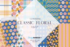 Marine Florals Digital Paper, Marine Florals Vector Patterns Product Image 1