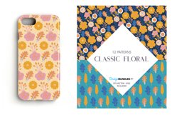 Marine Florals Digital Paper, Marine Florals Vector Patterns Product Image 4