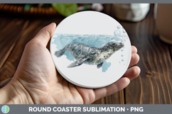 GorgeousMarine Mammal Sketch Round Coaster design.