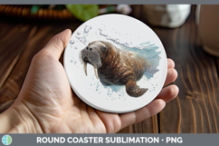 GorgeousMarine Mammal Sketch Round Coaster design.