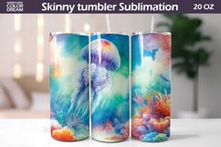 Watercolor JellyfishTumbler Wrap | Sea Animal Tumbler Sublim Product Image 1