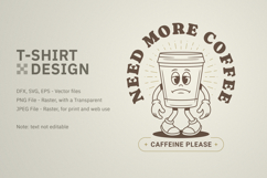 Retro Coffee Mascot T-Shirt Design Product Image 6