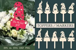 Markers/toppers Gnome with a banner. SVG. Files to cut Product Image 1