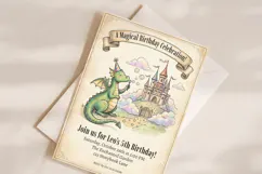 Dragon Birthday Invitation Template, Magical Castle Product Image 2