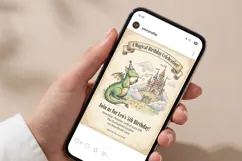 Dragon Birthday Invitation Template, Magical Castle Product Image 6