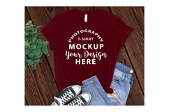 BELLA CANVAS 3001 T-shirt Mockup MAROON Product Image 1