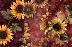 Maroon Sunflower Digital Paper Bundle Product Image 2