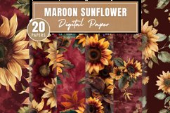 Maroon Sunflower Digital Paper Bundle Product Image 1
