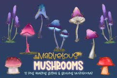 Marvelous Mushrooms| 12 PNG amazing Glitter & Glow Mushrooms Product Image 1