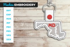 Maryland State Shaped Key Fob - ITH Embroidery Project Product Image 1