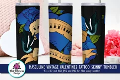 masculine vintage valentines tattoo heart tumbler sublimation