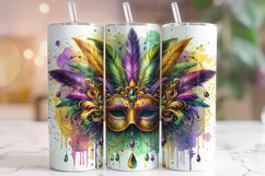 Mardi Gras Mask Tumbler Wrap, Mardi Gras Tumbler PNG Product Image 1