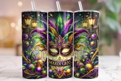 Mardi Gras Mask Tumbler Wrap, Mardi Gras Tumbler PNG Product Image 1