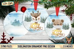 Round Ornmanet, Masked Animals, MDF ornament, Christmas Ornament, Sublimation template, Halebound Company, 