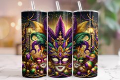 Mardi Gras Mask Tumbler Wrap, Mardi Gras Tumbler PNG Product Image 1