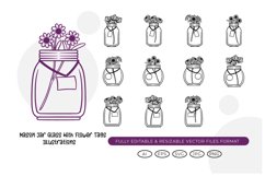 Mason Jar Glass With Flower Tags Illustrations Product Image 1