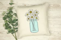 mason jar of flowers illustration