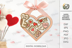 Mason Jar Valentine's Day Ornament Laser Cut. Valentine SVG Product Image 1