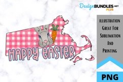 Sublimation Happy Easter State - Massachusetts - Rabbit Product Image 1