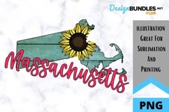 Sublimation Sunflower State - Massachusetts State - Flower Product Image 1