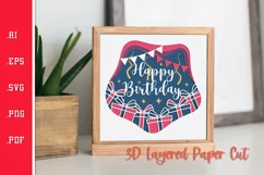 Happy Birthday Gifts 2 - 3D Layered Paper Cut SVG Product Image 1
