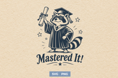 Mastered It SVG - Master's Degree Graduation Raccoon PNG Product Image 1
