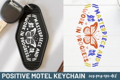 Positive Motel Keychain SVG, Masterpiece and work in Product Image 1