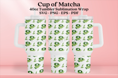 matcha 40oz quencher tumbler sublimation wrap uv dtf wrap SVG high resolution transparent background