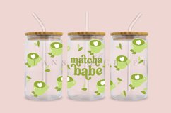 matcha babe libbey beer can glass full wrap svg presized template for 16oz and 20oz glass for Cricut Silhouette and sublimation