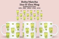 matcha boba coffee mug sublimation wrap glass mug wrap svg presized for 11oz and 15oz glass mug are sublimation files