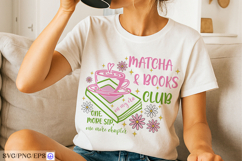Matcha &amp; Books Club Hand-drawn SVG PNG T-shirt Design Product Image 2