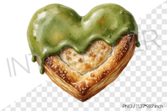 Matcha chocolate heart pastry PNG Clipart Bread Dessert Product Image 1