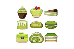 Assorted matcha green tea desserts and japanese sweets Product Image 1