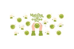 matcha over coffee libbey beer can glass full wrap svg presized template for 16oz and 20oz glass for Cricut Silhouette and sublimation