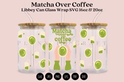 matcha over coffee libbey beer can glass full wrap svg presized template for 16oz and 20oz glass for Cricut Silhouette and sublimation