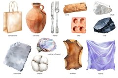 Watercolor materials clipart. Types of material set 21 PNG. Product Image 2